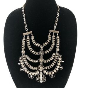 Charming Charlie Statement Long Silver Necklace